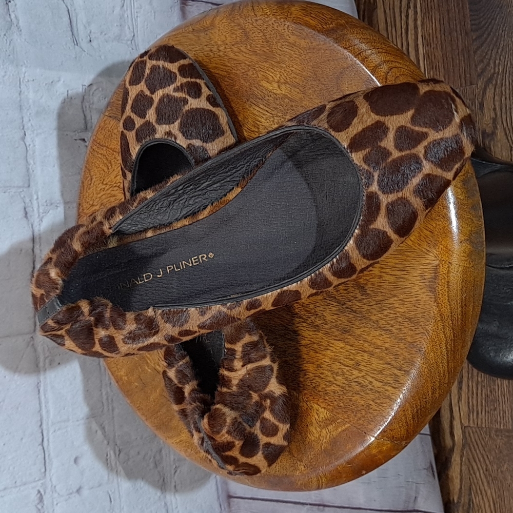 Donald J Pliner Brown Giraffe Pony Hair Ballet Flats
